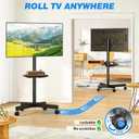 Rfiver Mobile TV Stand for 23-65 Inch LCD LED Flat/Curved Panel Screen TVs up to 88 lbs, Rolling TV Stand with Adjustable Shelf & Tilt, Portable Floor Stand on Wheels for Bedroom, Living Room, Office