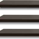 SAUMONIERES Floating Shelves - Solid Wood Kitchen/Bedroom/Bathroom Decor - Set of 3, Espresso Color