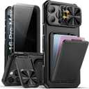 SSLOTSCASE for iPhone 16 Pro Max Case with 2X Privacy Screen Protector, Card Holder & Sliding Lens Cover & Kickstand, Military-Grade Heavy Duty Phone Case Cover for iPhone 16 Pro Max 6.9'', Black