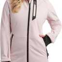 Spyder Womens Softshell Jacket - Lightweight Terry Fleece Hoodies for Women Water Resistant Zip Up Womens Windbreaker Jacket (Pink, L)