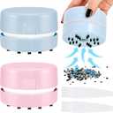 Honoson 2 Pcs Diamond Painting Tool Drill Quicker Picker for Spilled Diamonds 5d Painting Accessories Vacuum Cleaner Mini Table Desktop Sweeper Organizer Clean Art Beads Crumb (Pink, Blue)