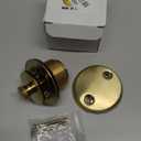 Gold Brushed tub Drain Lift &Turn Tub Trim Set with Two-Hole Overflow Faceplate Conversion Kit Assembly, Hidrop Bathtub Drain Replacement Trim Kit and Universal Fine/Coarse Thread, Gold Brushed