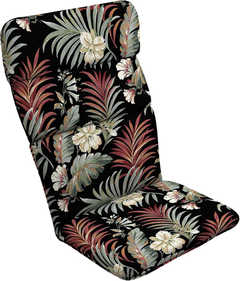 Arden Outdoor Adirondack or Rocking Chair Cushion, 20 x 17, Rain-Proof, Fade Resistant 17 x 20, Simone Black Tropical