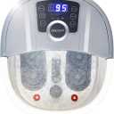  Foot Spa/Bath Massager, with Shiatsu Roller Massage, Heat, Frequency Conversion, Red Light, Adjustable Time & Temperature, Air Bubble, LED Display, Drainage Pipe (Gray)