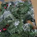 9FT Flocked Prelit Garland with Dual Color LED Lights and Timer by Remote Control and Batteries Operated, Home Mantle Stairs Railing Fireplace Outdoor Indoor Wall