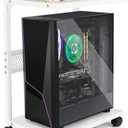 Bfttlity PC Stand Computer Tower Stand 2Tier Metal CPU Holder with Locking Caster Wheels Suitable for Most PC (S,White)