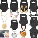 200PCS Bracelet Display Cards Necklace Holder Cards Self Adhesive Jewelry Packaging Selling Card for Small Business (Black with two earring holes, 1.8x4.7 inches)