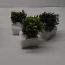 Winlyn 3 Pcs Faux Potted Plants Set - Artificial Eucalyptus, Rosemary, Boxwood Greenery in Small White Geometric Planters for Indoor Outdoor Desk Table Centerpiece Shelf Windowsill Home Office Decor