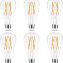 LED Edison Bulbs, E26 Bulb 60 watt Equivalent, Non-Dimmable, Soft White 2700K, ST58 Vintage Light Bulbs, 90+ CRI, 6W 600LM, E26 Medium Base, Clear Glass, 6 Pack