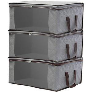 Foldable Closet Bags Clothes Storage Organizer Pouches Bag and Storage Containers for Comforters,Bedding, Foldable Organizer with Reinforced Handle, Clear Window, Sturdy Zippers, (6 Pack)