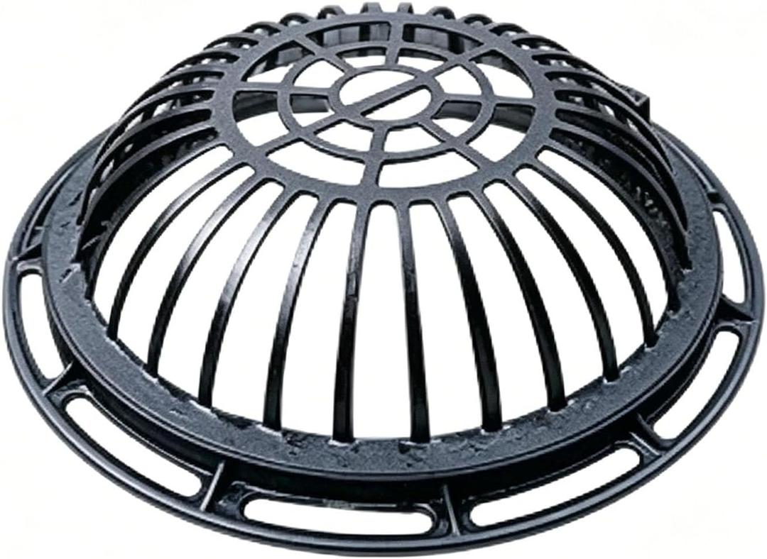 18in Ductile Iron Atrium Drain Grate, Dome Overflow Relief
Bolted Base, Cast Iron Round Drain Cover, Anti-Clog Anti-Theft, Heavy Duty Outdoor Drainage, For Garden Yard Lawn