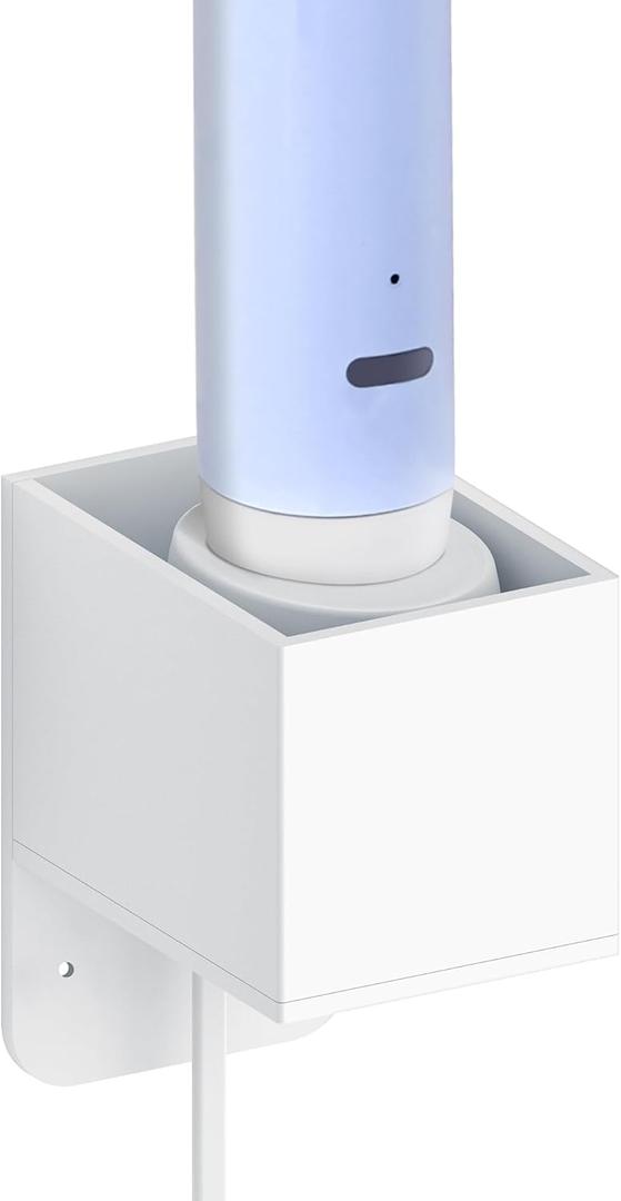 Linkidea Wall Mount Electric Toothbrush Charger Holder with Cable Organizer, Self-Adherent Powered Tooth Brush Stand Compatible with Oral-B (Oval Charger)