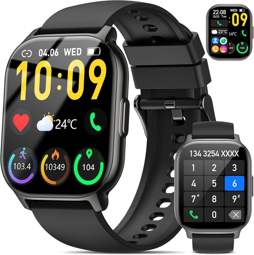 BP Doctor Smart Watch(Answer/Make Call),120+ Sport Modes Fitness Tracker with Sleep Heart Rate Monitor, Pedometer, IP68 Waterproof Fitness Watch for iOS Android (Black)