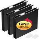 Extra Capacity Plastic Hanging File Folders,  Reinforced Hang Folder,Heavy Duty 1 Inch Expansion,Filing Cabinet Folders Letter Size for Bulk Files/Medical Charts (No Sealed, Black) (Blackno Sealed)