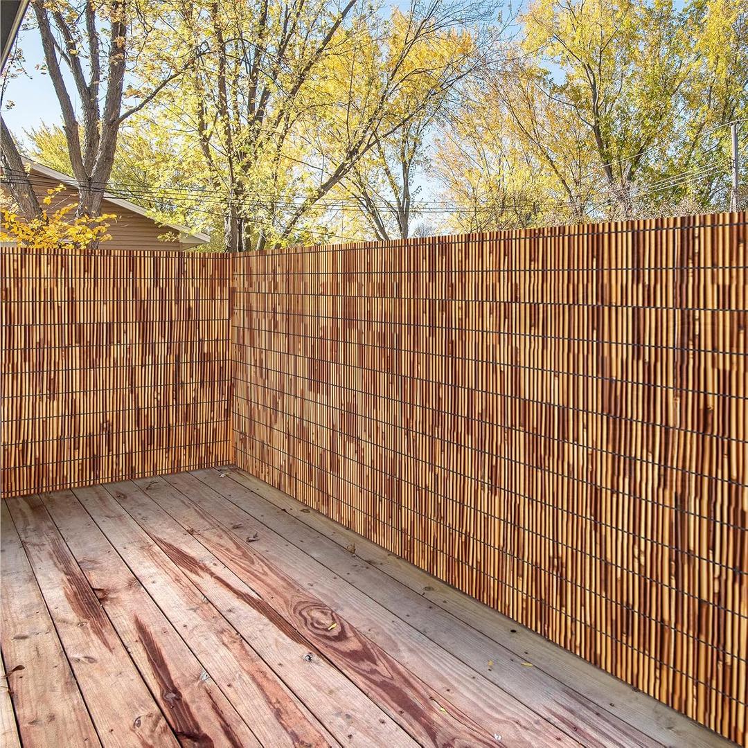 Natural Reed Fencing Rolls,6.5FT X 9.8FT Reed Screen Curtain Fence Covering Privacy for Outdoor Backyard PatioBrown