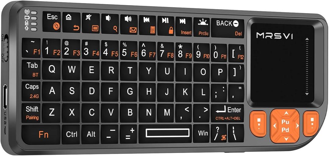 Mini Keyboard with Touchpad, Bluetooth + 2.4G Dual-Mode Ultra-Thin Portable Keyboard | Rechargeable Keyboard with 7-Color Backlit for Tablet/PC/phone/TV