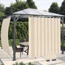 OutdoorLines Waterproof Outdoor Curtains for Patio - Windproof Tab Top Gazebo Curtain Panels - Privacy Sun Blocking Outside Curtain Set for Porch, Pergola and Cabana 110 x 84 inch, Beige, 2 Panels