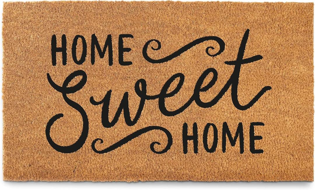 MAINEVENT Home Sweet Home Coir Doormat 30x17 Inch, Welcome Matt Outdoor w/Non-Slip PVC Backing, Outdoor Welcome Mat