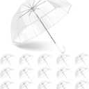 Clear Bubble Umbrella Wedding, High-Visibility Transparent Rain Umbrellas Bulk, Windproof Large Clear Umbrella, Firm and Durable, Dome Umbrellas for Wedding Bride Groom Photography Golf Outdoor (16 Pack)