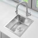 POPFLY 13 x 15 Inch Undermount Kitchen Sink, 18 Gauge SUS304 Stainless Steel Wet Bar Sink 6 Inches Deep Single Bowl Handmade Sink, Brushed