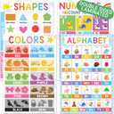 BEAWART 16'x24' Colorful ABC Alphabet Posters (Pack 4), Color Shape Number Chart for Classroom Decor, Educational Posters for Toddlers 1-3, Learning Chart for Preschoolers, Homeschool Supplies, Double Laminated