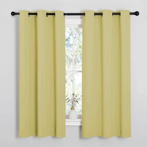 NICETOWN Paler Yellow Room Darkening Curtains for Kitchen, Window Treatment Thermal Insulated Solid Grommet Room Darkening Curtains/Drapes for Bedroom (Set of 2, 42 inches Wide by 48 inches Long)