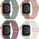 Stretchy Nylon Solo Loop Bands Compatible with Apple Watch 38mm 40mm 41mm 42mm 44mm 45mm 49mm, Sport Elastic Wristbands Women Men Straps for iWatch Series 9/ 8/ 7/ 6/ 5/ 4/ 3/ 2/ 1/ SE/ Ultra/ Ultra 2, 4 Pack