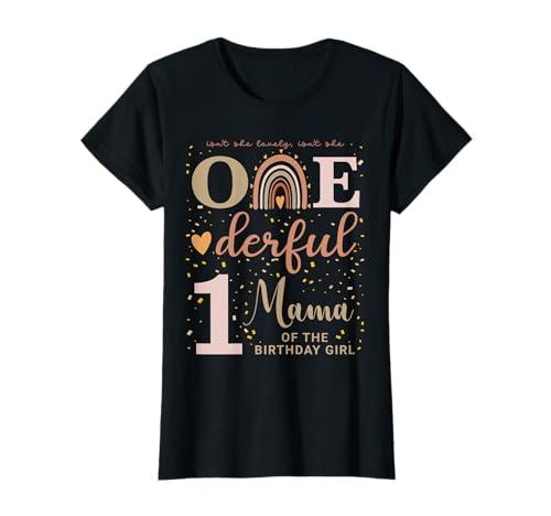 Mama Isn't She Onederful 1st Birthday Neutral Boho Rainbow T-Shirt 3XL, Black