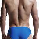 AIMPACT Mens Vintage Swim Briefs Sexy Bikini Swimwear Quick Dry Retro Swimsuit with Drawstring, (Black, Blue, Small)