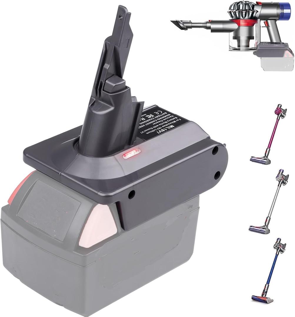 UNIKI Universal V7 V8 Battery Adapter, for Milwaukee M-18 18V Battery to Replace for Dyson V7 V8 Battery, Battery Converter fit for Dyson V78 Animal Absolute Vacuum Cleaners-Adapter Only