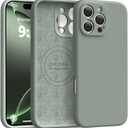 Ktele Magnetic for iPhone 16 Pro Max Case [Compatible with Magsafe] [Premium Silicone Satin-Smooth Touch] Slim Shockproof Anti-Scratch Microfiber Lining Case, 6.9 inch, Calke Green