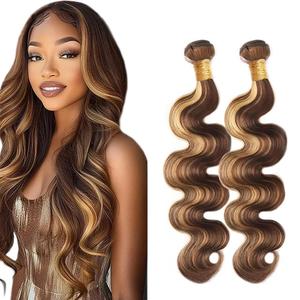 P4/27 Bundles Human Hair Highlight Brown Body Wave Bundles 12 12 Inch Unprocessed Virgin Blonde Body Wave Bundle Hair Extensions