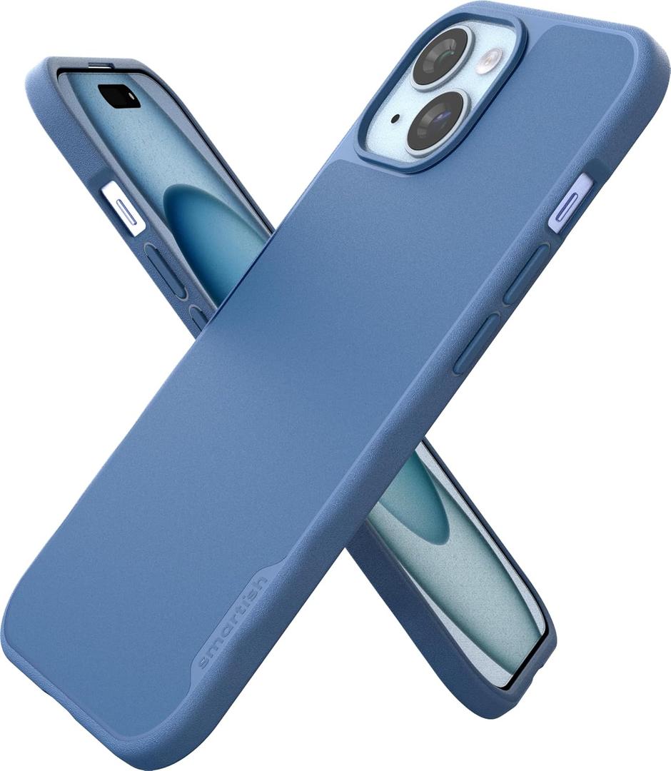 Smartish iPhone 15 Magnetic Case - Gripmunk Compatible with MagSafe [Lightweight + Protective] Slim/Thin Grip Cover with Microfiber Lining for Apple iPhone 15 - Blues on the Green
