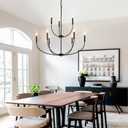 9-Light Black Chandelier for Entryway, Modern Farmhouse Dining Room Light Fixture, Industrial Candle Pendant Light for Foyer Stairway Living Room