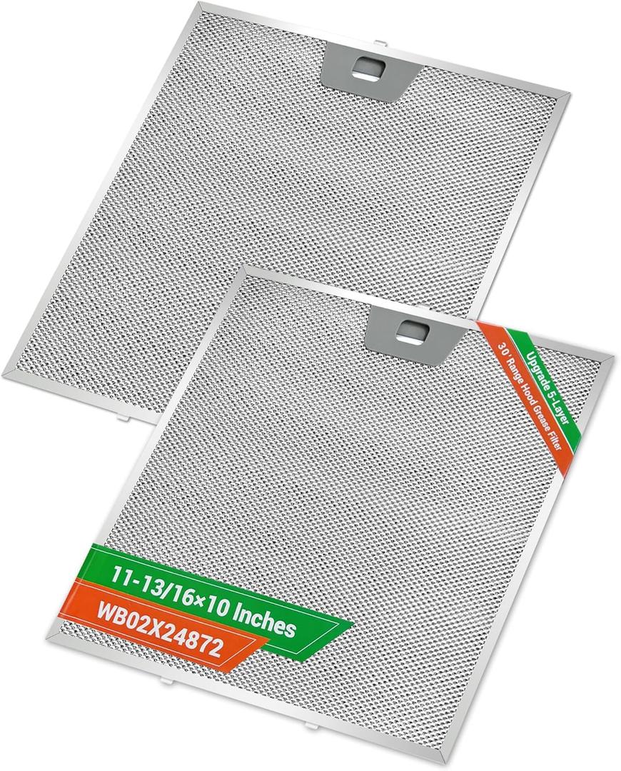 2PCS WB02X24872 Range Hood Grease Filter Compatible with GE JVW5301EJ1ES JVW5301SJ1SS JVW5301BJ1TS JVW5301FJ1DS JVW5301EJ2ES, Approximately 11-7/8 x 11-7/8 Inches