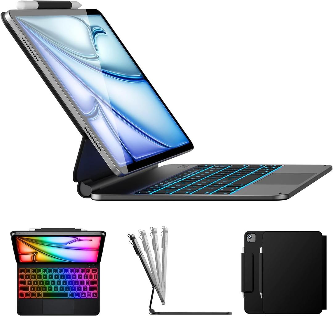 typecase Edge Keyboard Case for iPad Air 11-inch(M4/M3/M2, 2026/2025/2024), iPad Pro 11-inch(4th/3rd/2nd/1st Gen) & iPad Air 10.9-inch 5/4th Gen, Multi-Touch Trackpad, 11-Color Backlight, Black