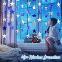 Patelai Glitter Star Garland Banner 2026 Graduation Decor 130 Feet Star Hanging Banner Twinkle Backdrop for Party Birthday Classroom Wedding Supplies(Ocean Blue, Glitter Silver)