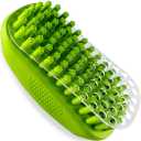 Rubber Curry Brush for Short Haired Dogs, Soft Curry Comb with Removable Screen, Silicone Pet Brush, Use Wet as Bath Scrubber or Dry for Grooming Loose Hair