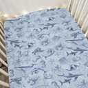 Retro Marine Animals Baby Crib Sheets Boy Girl 28"x52" Whale Dolphin Jellyfish Sea Horse Turtle Coral Soft Snug Fitted Crib Mattress Cover Ocean Animal Baby Sheet for Standard Crib & Toddler Mattress (One size, Blue)