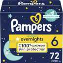 Pampers Overnight Diapers - Swaddlers Overnights - Size 6, 72 Count, Disposable Baby Diaper, Night Time Leak and Skin Protection