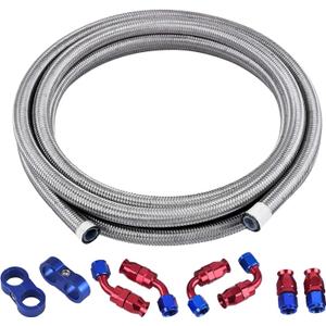 EVIL ENERGY 6AN PTFE Fuel Line Kit, AN6 E85 Fuel Hose Line 10FT Stainless Steel Braided LS Swap EFI PTFE Fuel Line