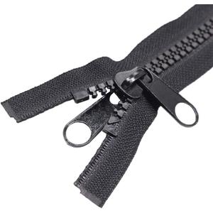 MebuZip #10 84 Inch Heavy Duty Separating Plastic Zippers with Double Pull Tab Zipper Sliders Vislon Zippers for Sleeping Bag, Boat, Canvas, Cover, Trampoline, Dog Bed, Tent (Black)