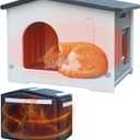 Rockever Plastic Outdoor Indoor Cat House with Insulated Liner, 100% Insulated Outdoor Cat Houses for Winter Feral Cats, Waterproof Escape Door Design, Assemble Easily-Grey