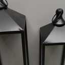 22'' 19'' Large Lanterns Decorative Outdoor Indoor, Set of 2 Black Metal Candle Lanterns with Flameless Candles Modern Farmhouse Floor Lanterns Decorative for Home Decor, Mantle, Patio, Porch, Garden
