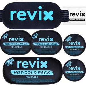 REVIX Ice Packs for Injuries Reusable, 5-Piece Set Hot and Cold Gel Ice Pack for Joints, Muscle, Post-Workout Recovery, Adjustable and Flexible Cooling Pads for Knees, Back, Arms and Neck