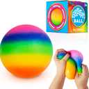 Power Your Fun Arggh Rainbow Giant Stress Balls for Adults - 3.75 Inch Large Stress Balls for Kids Squishy Toys Ball Stress Relief Fidget Toy Sensory Ball Squeeze Toy for Boys Girls (Rainbow)