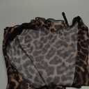 Women's Plus Size Leopard Lace Blouses Sheer Mesh Tie Front Long Sleeve Shirts Going Out Tops (X-Large Plus, Brown)