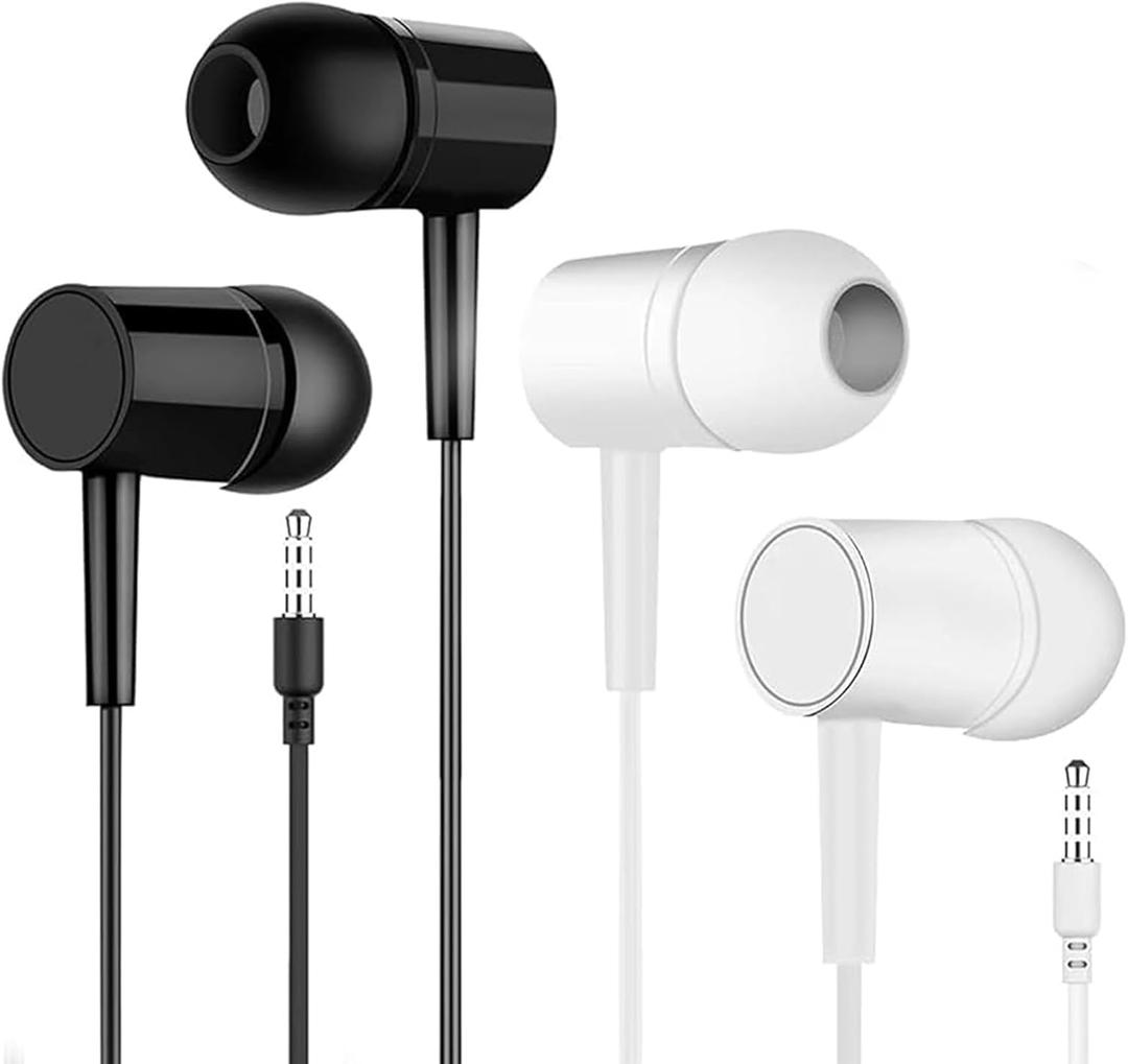 3.5mm Wired Earbuds, Stereo Sound in-Ear Headphones with Built-in Mic, Simple Volume Control, Universal Wired Earphones for School, Work, Travel - Men, Women (2 pack)