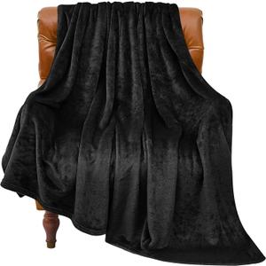 BEDELITE Fleece Blanket Black Throw Blankets for Couch & Bed, Luxury Plush Cozy Fuzzy Blanket 50x60 inches, Super Soft Warm Lightweight Throw Blanket for Travel Camping