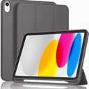 Case for iPad (A16) 11 Inch 2025/iPad 10th Generation 10.9 Inch 2022, Slim Trifold Stand Protective Cover with Pencil Holder and Soft TPU Back,Support Auto Sleep/Wake (Space Gray)